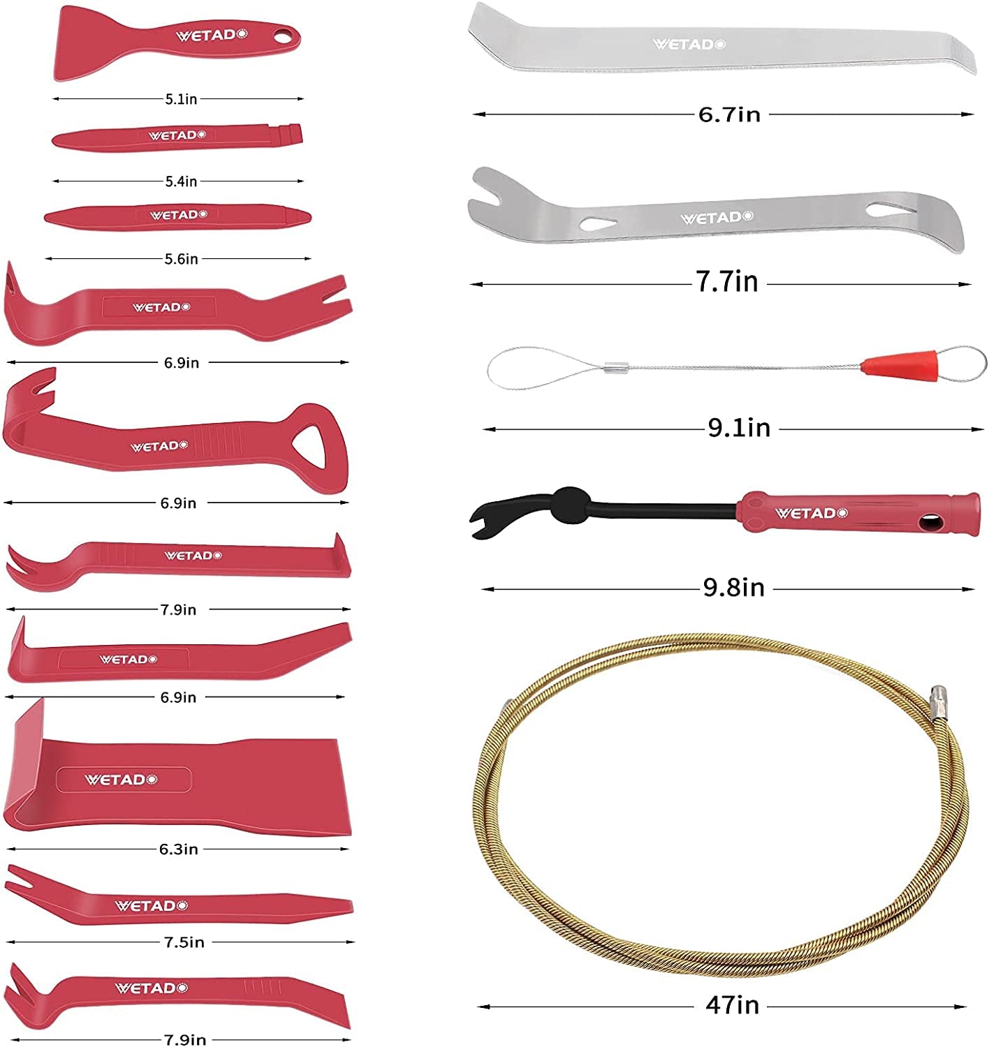 Auto Trim Removal Tools Kit, 15Pcs Car Panel Removal Tool Interior Trim Kit Fastener Rivet Remover Plastic Pry Tool Set - Removal of Car Door Panels, Fasteners, Molding, Dashboards, Wheel Hubs