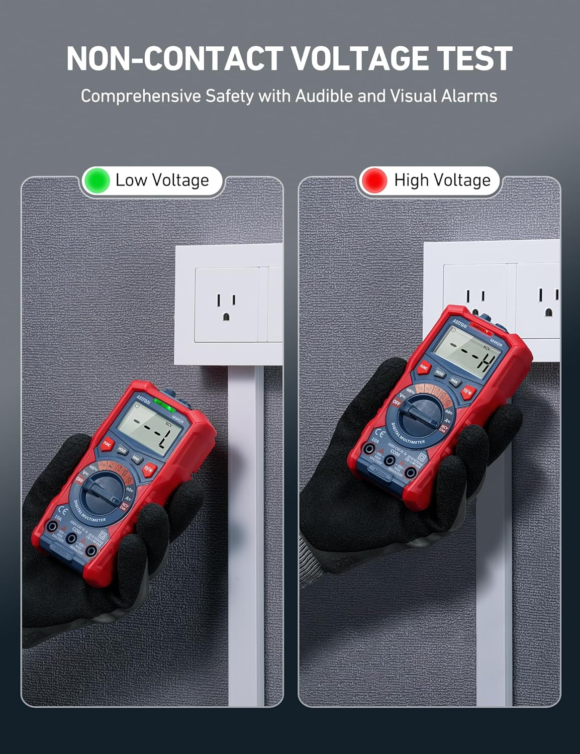 Multimeter Tester, TRMS 4000 Counts Volt Meter Auto-Ranging Ohmmeter Digital 1.5V/9V/12V Battery Voltage Tester Measure Voltage Current Resistance Diodes Continuity Capacitance with NCV