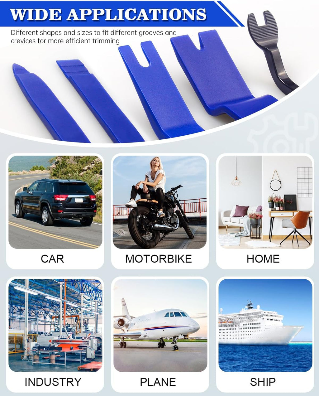 19Pcs Trim Removal Tool, Car Panel Dashboard Door Audio Trim Removal Tool Kit, Auto Clip Pliers Fastener Remover Set, Plastic Pry Tool, Automotive Upholstery Removal Kit