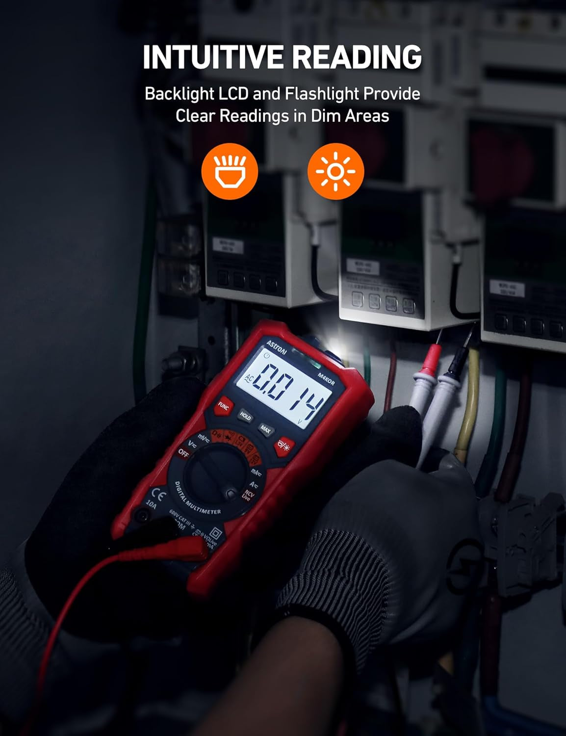 Multimeter Tester, TRMS 4000 Counts Volt Meter Auto-Ranging Ohmmeter Digital 1.5V/9V/12V Battery Voltage Tester Measure Voltage Current Resistance Diodes Continuity Capacitance with NCV