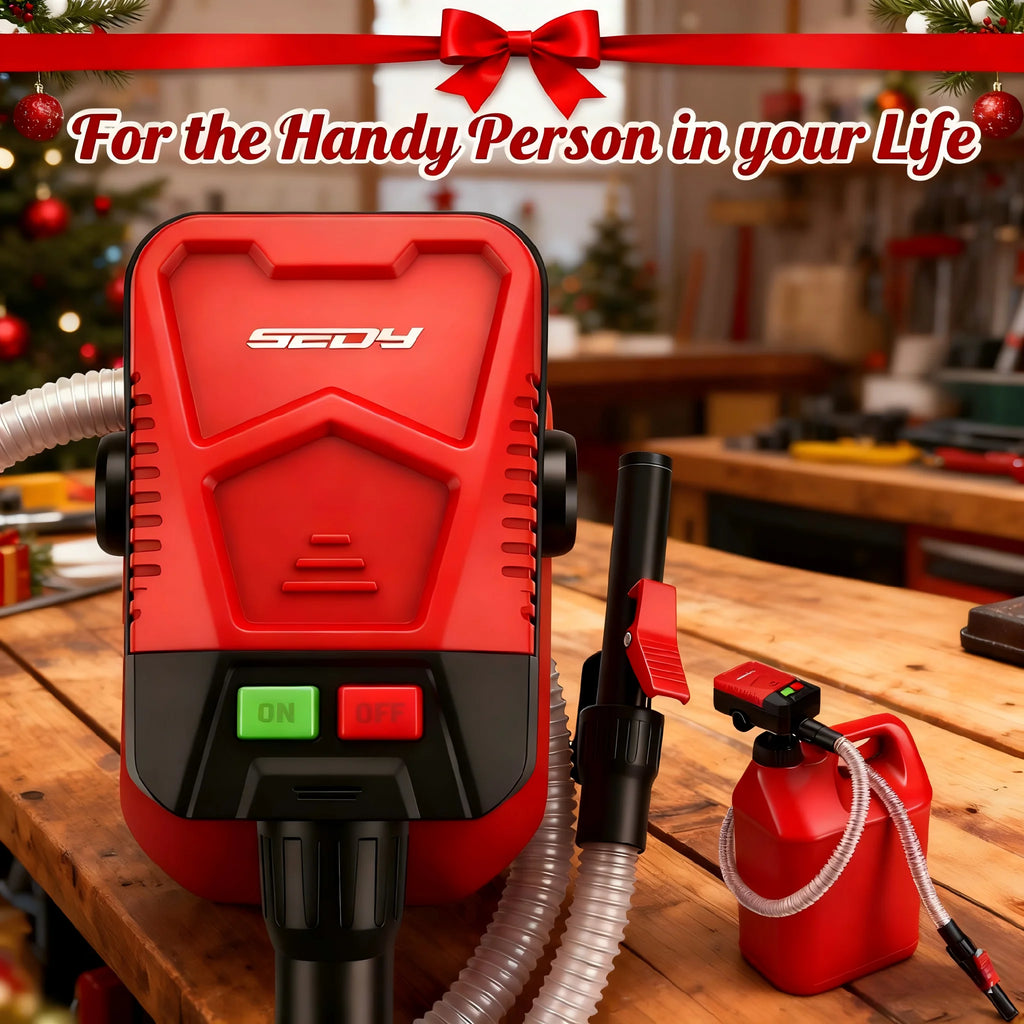 SEDY Automatic Fuel Transfer Pump with Auto-Stop Sensor(3.2 GPM), Battery Operated Gas Can Pump with 3 Can Adapters