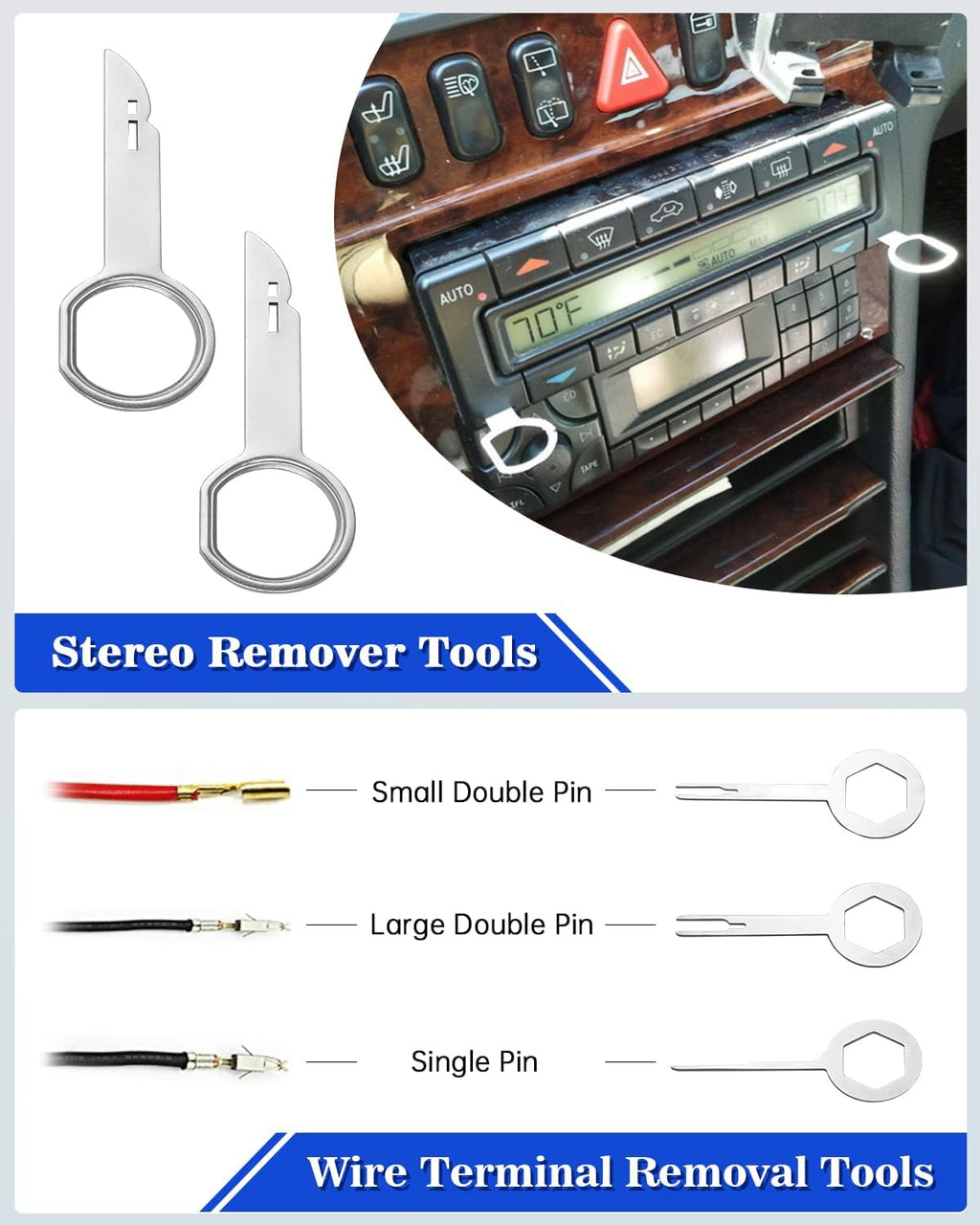 19Pcs Trim Removal Tool, Car Panel Dashboard Door Audio Trim Removal Tool Kit, Auto Clip Pliers Fastener Remover Set, Plastic Pry Tool, Automotive Upholstery Removal Kit