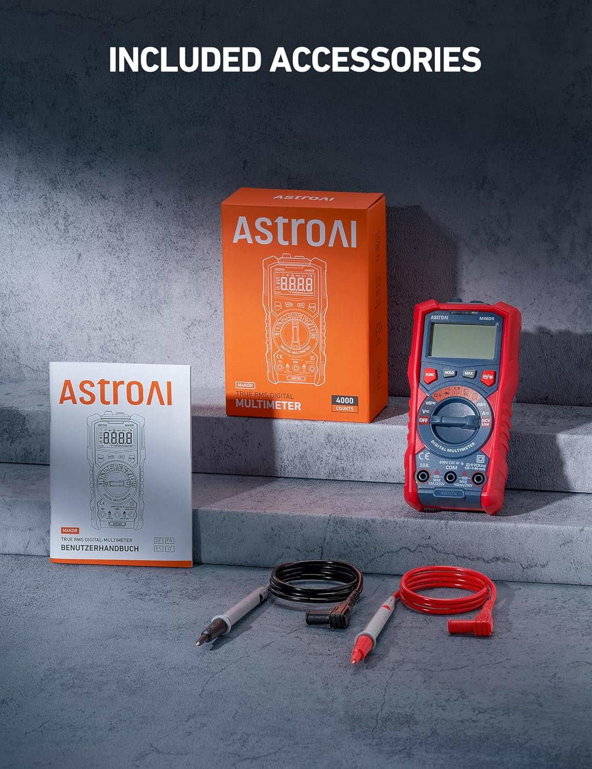 Multimeter Tester, TRMS 4000 Counts Volt Meter Auto-Ranging Ohmmeter Digital 1.5V/9V/12V Battery Voltage Tester Measure Voltage Current Resistance Diodes Continuity Capacitance with NCV